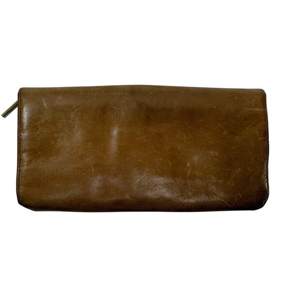 HOBO Rachel Continental Wallet Kiss Clasp Gold Hardware Tan Leather - Picture 3 of 13